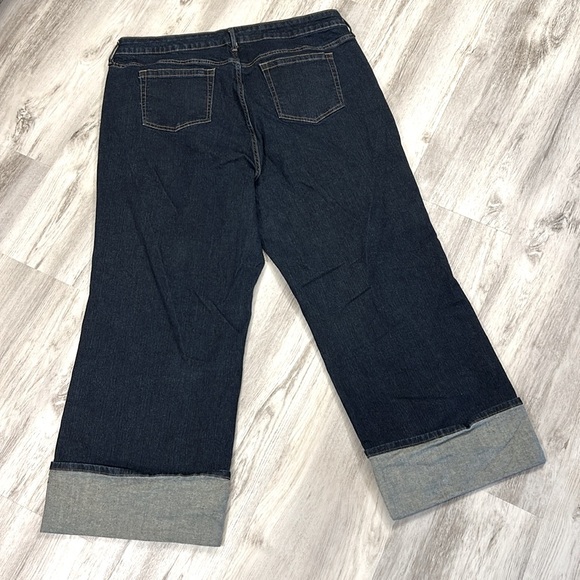 Torrid Perfect Wide-Leg Vintage Stretch Denim Cuffed Dark Blue Trouser Jeans 20S - Picture 2 of 11